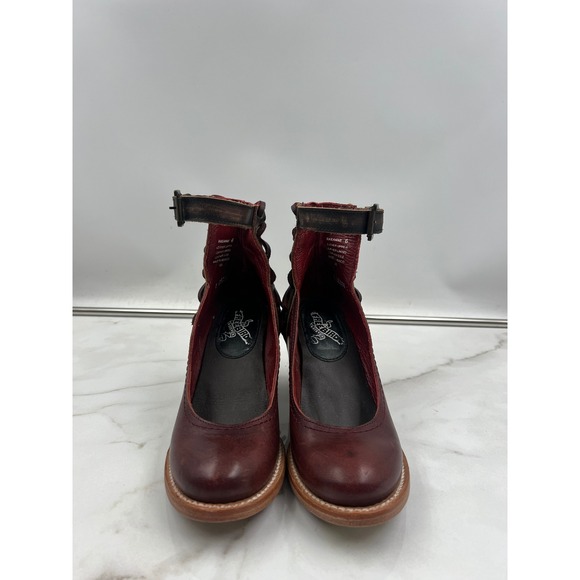Freebird by Steven Randi Heels Womens Raeanne 6 Burgundy Leather Ankle Strap - Picture 5 of 13